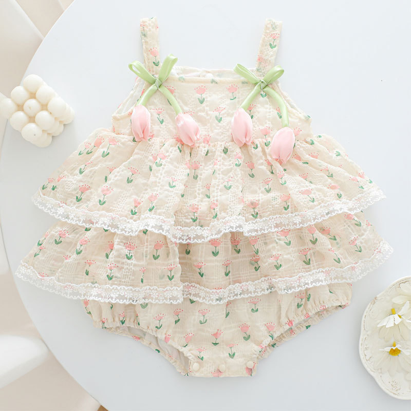 Baby Clothing Brands - 2026년 여아 여름 공주님 스트랩 바디수트