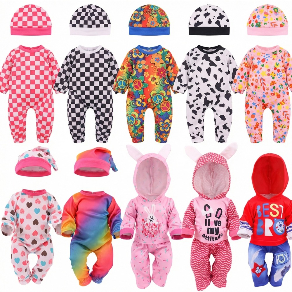 Baby Sleep Suit - 인형 옷 2개/세트 옷+모자 43CM 베이비돌&18인치