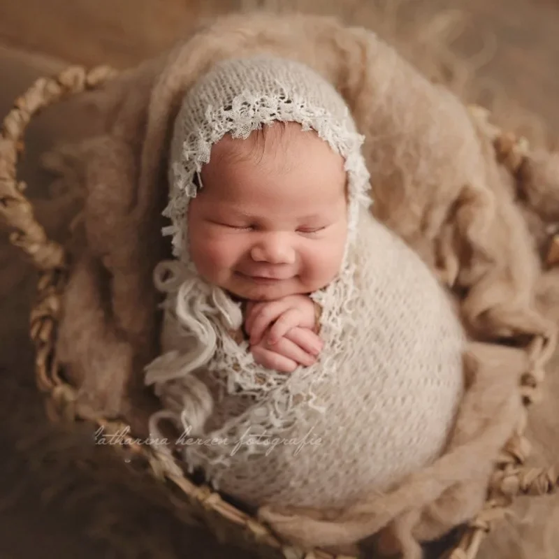 아기 사진 소품 모헤어 레이스 원사 포장 천 모자 신생 - Baby Clothing Yarn 리뷰 및 가격