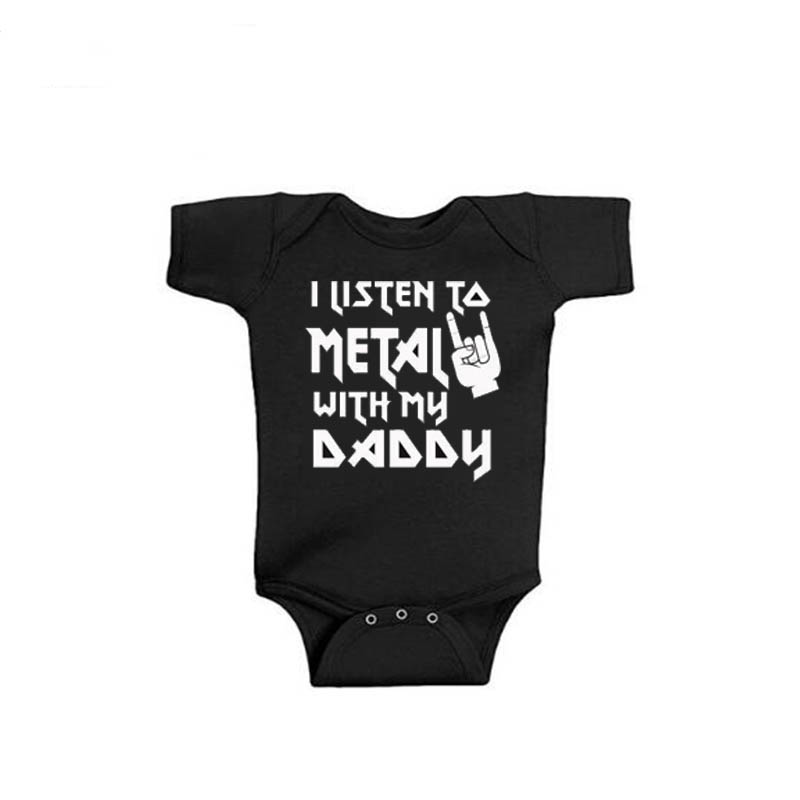 나는 아빠와 엄마와 함께 금속을 듣고 재미있는 신생아  - Baby Clothing Brands 리뷰 및 가격