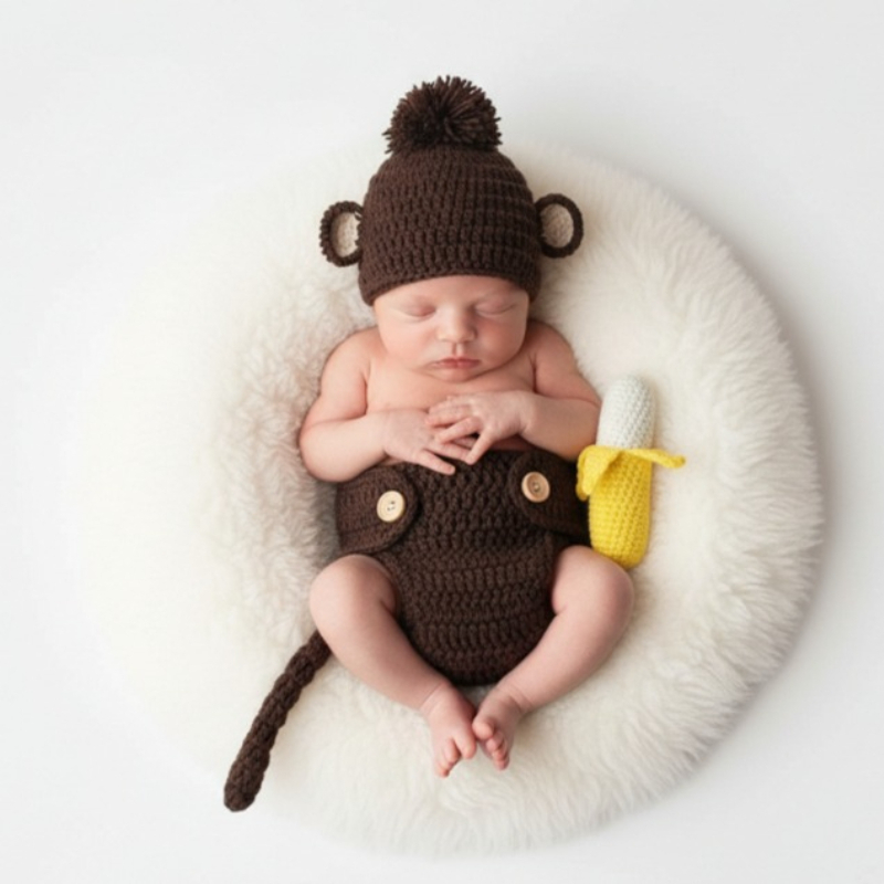 아기 사진 소품 수제 원숭이 바나나 의상 신생아 사진  - Baby Clothing Products 리뷰 및 가격