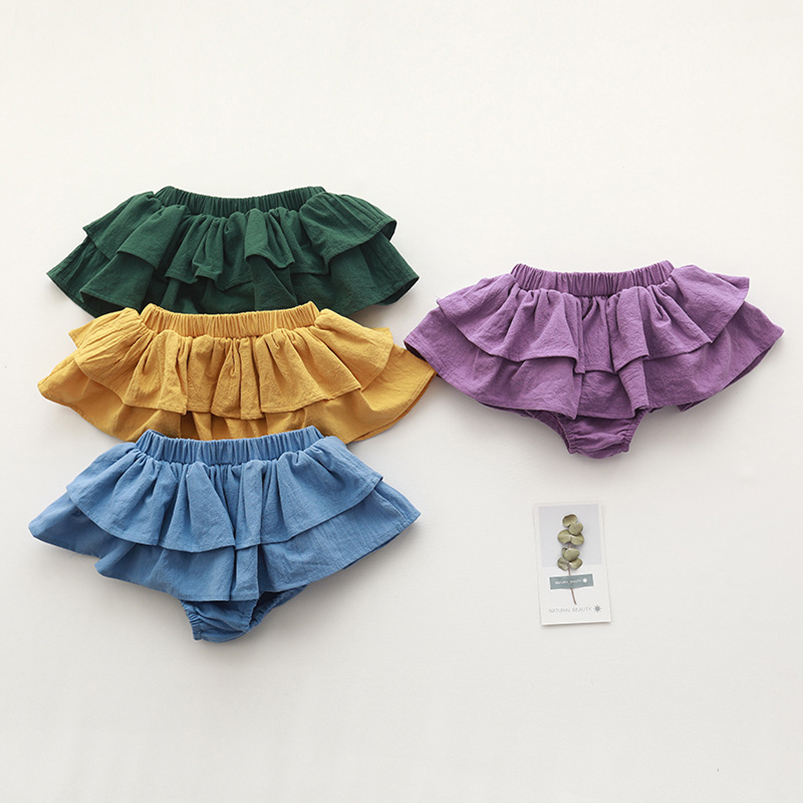 더블 레이어 프릴 레이스 베이비 스커트 바지 여름 코튼 - Baby Clothing Layers 리뷰 및 가격